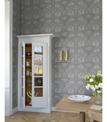 4153-82025 - African Marigold Grey Floral Wallpaper-Hidden Treasures