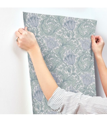 4153-82003 - Anemone Blue Floral Trail Wallpaper-Hidden Treasures