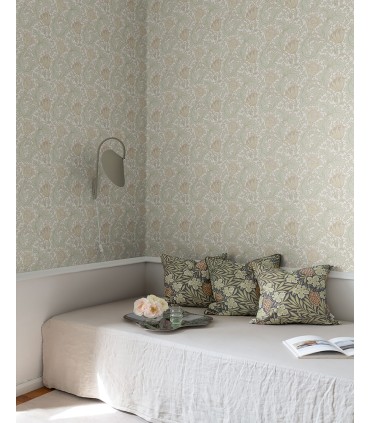 4153-82002 - Anemone Light Green Floral Trail Wallpaper-Hidden Treasures