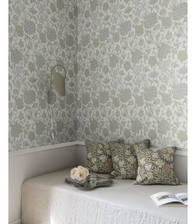 4153-82032 - Cray Light Green Floral Trail Wallpaper-Hidden Treasures