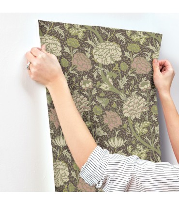 4153-82036 - Cray Plum Floral Trail Wallpaper-Hidden Treasures