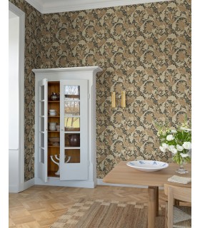 4153-82015 - Granville Apricot Leafy Vine Wallpaper-Hidden Treasures