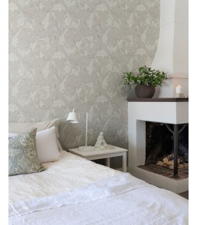 4153-82011 - Granville White Leafy Vine Wallpaper-Hidden Treasures
