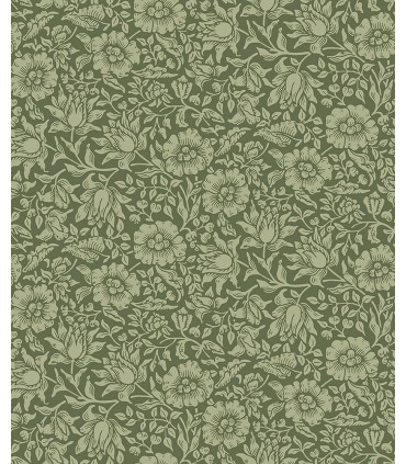 4153-82042 - Mallow Dark Green Floral Vine Wallpaper-Hidden Treasures