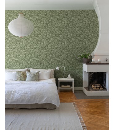 4153-82042 - Mallow Dark Green Floral Vine Wallpaper-Hidden Treasures