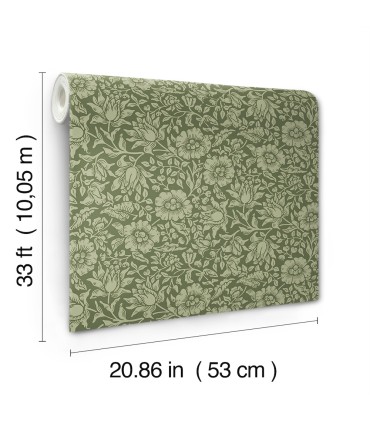 4153-82042 - Mallow Dark Green Floral Vine Wallpaper-Hidden Treasures