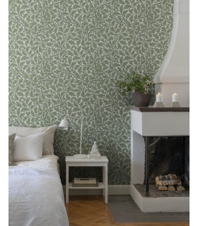 4153-82028 - Oak Tree Green Leaf Wallpaper-Hidden Treasures