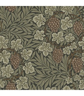 4153-82020 - Vine Dark Green Woodland Fruits Wallpaper-Hidden Treasures