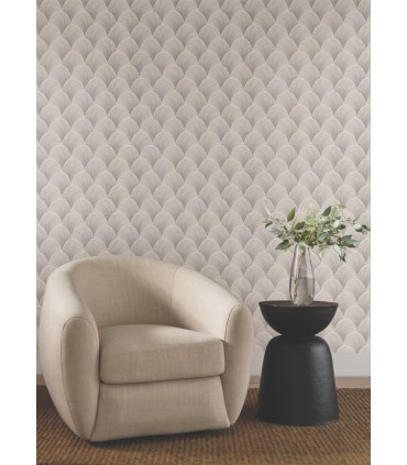 NT6104 - Metallic Cream Scallop Wallpaper-Candice Olson