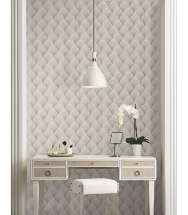 NT6104 - Metallic Cream Scallop Wallpaper-Candice Olson