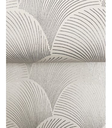 NT6104 - Metallic Cream Scallop Wallpaper-Candice Olson