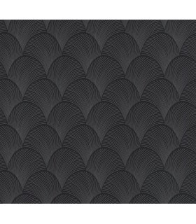 NT6105 - Metallic Black Scallop Wallpaper-Candice Olson