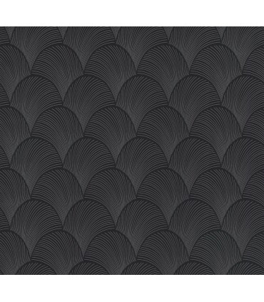NT6105 - Metallic Black Scallop Wallpaper-Candice Olson
