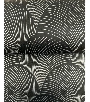 NT6105 - Metallic Black Scallop Wallpaper-Candice Olson
