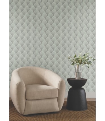NT6106 - Metallic Light Green Scallop Wallpaper-Candice Olson
