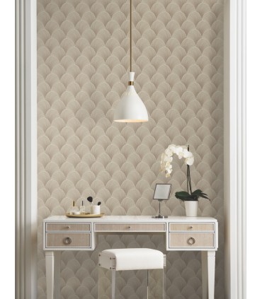 NT6107 - Metallic Beige Scallop Wallpaper-Candice Olson