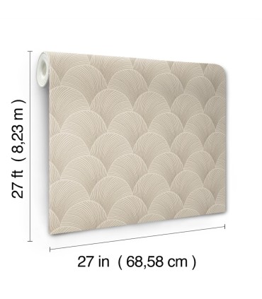 NT6107 - Metallic Beige Scallop Wallpaper-Candice Olson