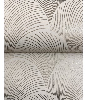 NT6107 - Metallic Beige Scallop Wallpaper-Candice Olson