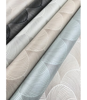 NT6109 - Metallic White Gold Scallop Wallpaper-Candice Olson