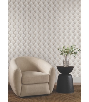 NT6109 - Metallic White Gold Scallop Wallpaper-Candice Olson