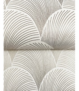 NT6109 - Metallic White Gold Scallop Wallpaper-Candice Olson