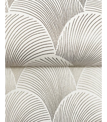 NT6109 - Metallic White Gold Scallop Wallpaper-Candice Olson