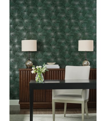 NT6111 - Layered Deep Green Lily Pads Wallpaper-Candice Olson
