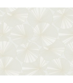 NT6112 - Layered White Lily Pads Wallpaper-Candice Olson
