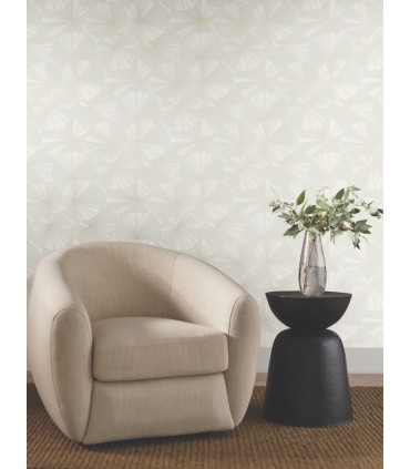 NT6112 - Layered White Lily Pads Wallpaper-Candice Olson
