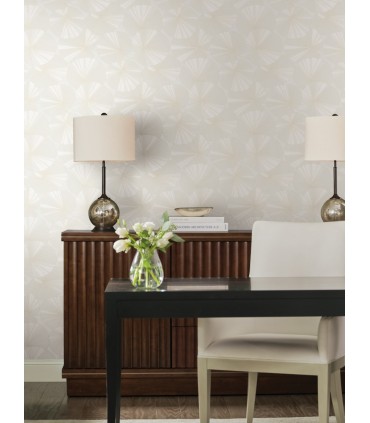 NT6112 - Layered White Lily Pads Wallpaper-Candice Olson