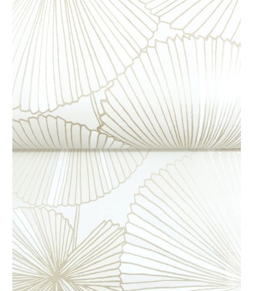 NT6112 - Layered White Lily Pads Wallpaper-Candice Olson