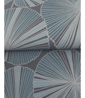 NT6113 - Layered Deep Blue Lily Pads Wallpaper-Candice Olson