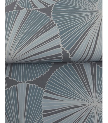 NT6113 - Layered Deep Blue Lily Pads Wallpaper-Candice Olson