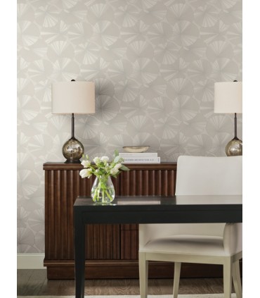 NT6114 - Layered Grey Lily Pads Wallpaper-Candice Olson