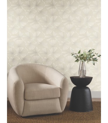 NT6115 - Layered Cream Lily Pads Wallpaper-Candice Olson