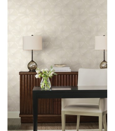 NT6115 - Layered Cream Lily Pads Wallpaper-Candice Olson