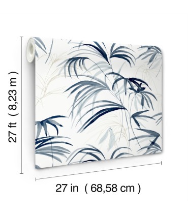 NT6122 - Inky Blue Palms Wallpaper-Candice Olson