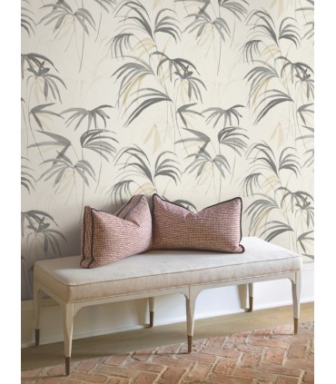NT6125 - Inky Warm Neutral Palms Wallpaper-Candice Olson