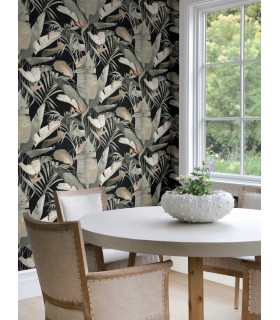 NT6135 - Tropical Black Cabana Wallpaper-Candice Olson