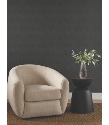 NT6192 - Fine Line Black Geometric Wallpaper-Candice Olson