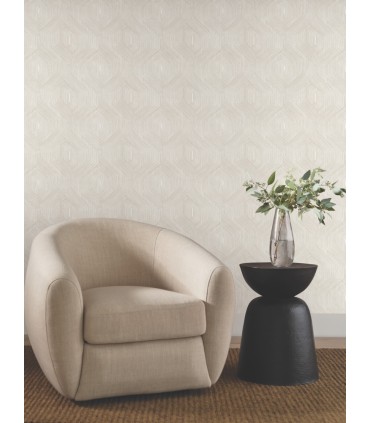 NT6193 - Fine Line Taupe on White Geometric Wallpaper-Candice Olson