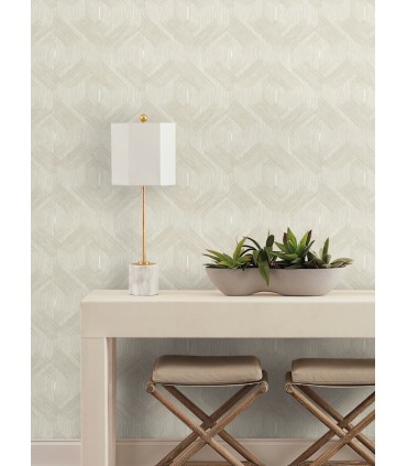 NT6193 - Fine Line Taupe on White Geometric Wallpaper-Candice Olson