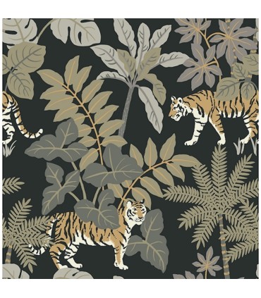 4146-27249 - Caspian Charcoal Jungle Prowl Wallpaper-Harmony