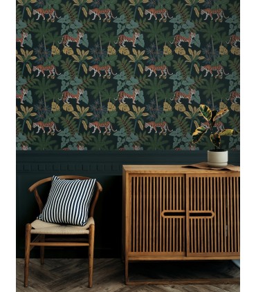 4146-27248 - Caspian Navy Jungle Prowl Wallpaper-Harmony