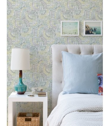 4146-27214 - Wanderer Aquamarine Mosiac Wallpaper-Harmony