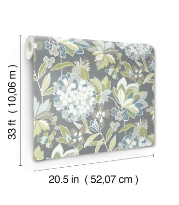 4146-27227 - Valdivian Aqua Floral Wallpaper-Harmony