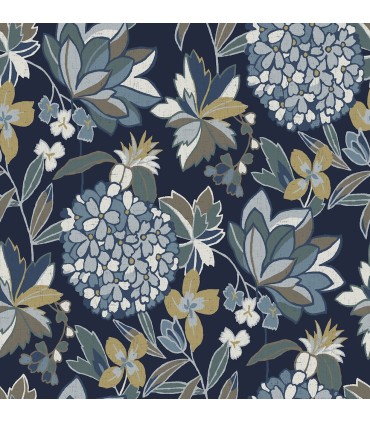 4146-27228 - Valdivian Indigo Floral Wallpaper-Harmony