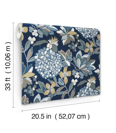 4146-27228 - Valdivian Indigo Floral Wallpaper-Harmony