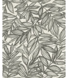 4146-27229 - Rhythmic Charcoal Leaf Wallpaper-Harmony