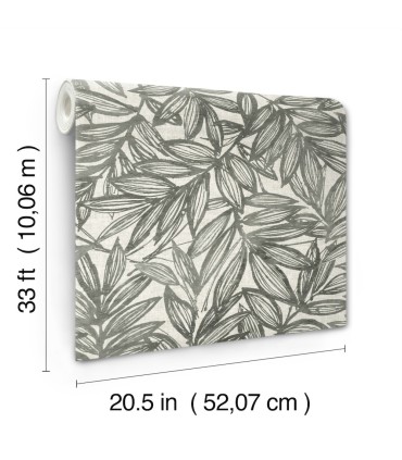 4146-27229 - Rhythmic Charcoal Leaf Wallpaper-Harmony